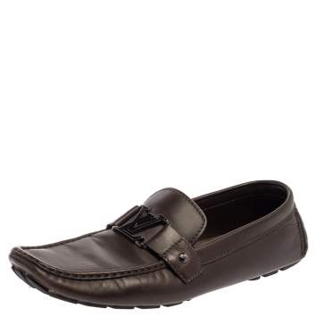 Pre Owned Louis Vuitton Brown Leather Monte Carlo Loafers  Size 46