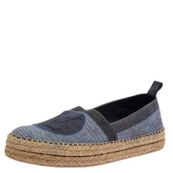Pre Owned Louis Vuitton Blue Denim Logo Espadrille Sneakers Size 41