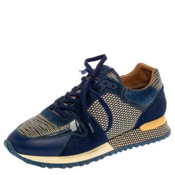 Pre Owned Louis Vuitton Two Tone Fabric, Calfhair and Leather Run Away Sneakers Size 37.5