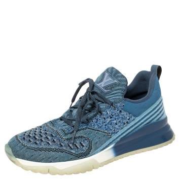 Pre Owned Louis Vuitton Blue Knit Fabric VNR Sneakers Size 41.5