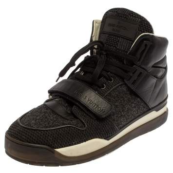 Pre Owned Louis Vuitton Black Leather And Mesh Trailblazer High Top Sneakers Size 41.5