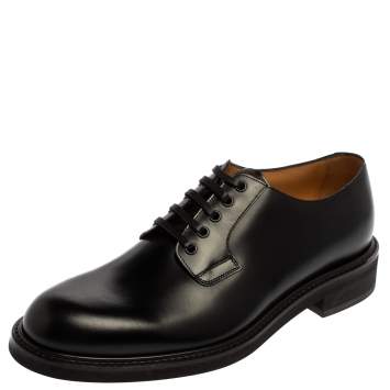 Pre Owned Louis Vuitton Black Leather Lace Up Loafers Size 41.5