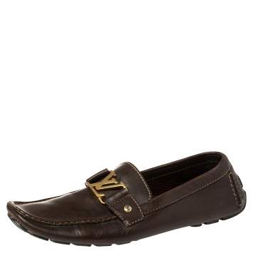 Pre Owned Louis Vuitton Brown Leather Monte Carlo Moccasins Size 44