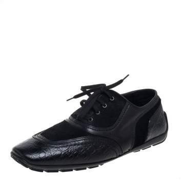 Pre Owned Louis Vuitton Black Crocodile, Calf Hair and Leather Loafer Size 41