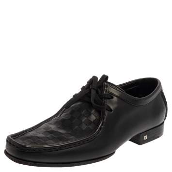 Pre Owned Louis Vuitton Black Damier Leather Derby Moccasins Size 41