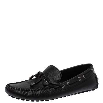 Pre Owned Louis Vuitton Black Leather Tassel Drivers Slip On Loafers Size 39
