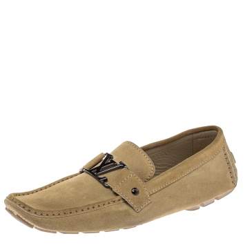 Pre Owned Louis Vuitton Beige Suede Monte Carlo Loafers Size 44.5