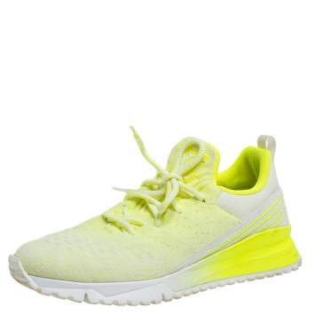 Pre Owned Louis Vuitton Neon Yellow Knit Fabric V.N.R Sneakers Size 41