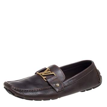 Pre Owned Louis Vuitton Brown Leather Monte Carlo Loafers Size 44