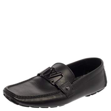 Pre Owned Louis Vuitton Black Leather Monte Carlo Loafers Size 43