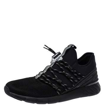 Pre Owned Louis Vuitton Black Mesh And Fabric Fastlane Lace Up Sneakers Size 44
