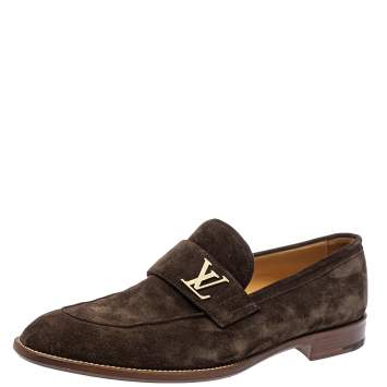 Pre Owned Louis Vuitton Brown Suede Saint Germain Slip On Loafers Size 43
