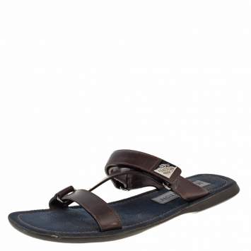 Pre Owned Louis Vuitton Brown Leather Sandals  Size 44