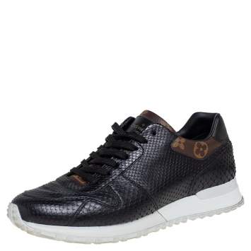 Pre Owned Louis Vuitton Black Python and Monogram Canvas Run Away Low Top Sneakers Size 40