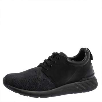 Pre Owned Louis Vuitton Black Damier Nylon and Nubuck Fastlane Sneakers Size 40
