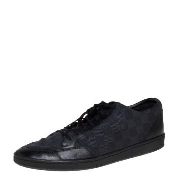 Pre Owned Louis Vuitton Damier Graphite Nylon and Leather Offshore Sneakers Size 44