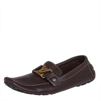 Pre Owned Louis Vuitton Brown Leather Monte Carlo Loafers Size 43