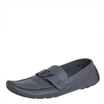 Pre Owned Louis Vuitton Grey Leather Monte Carlo Loafers Size 46