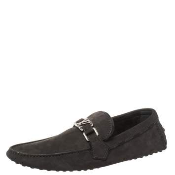 Pre Owned Louis Vuitton Black Nubuck Hockenheim Loafers Size 41.5
