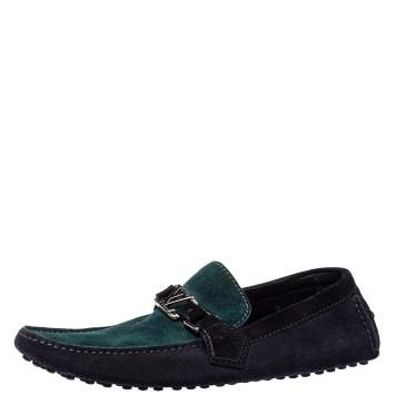 Pre Owned Louis Vuitton Tricolor Suede Hockenheim Slip On Loafers Size 41.5