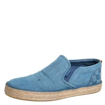 Pre Owned Louis Vuitton Blue Denim Slip On Espadrille Sneakers Size 44