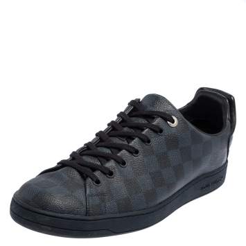 Pre Owned Louis Vuitton Damier Cobalt Canvas Frontrow Low Top Sneakers Size 43.5