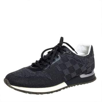 Pre Owned Louis Vuitton Black Damier Mesh And Leather Run Away Sneakers Size 41.5