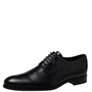 Pre Owned Louis Vuitton Black Leather Haussmann  Derby Size 44