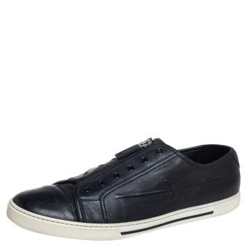 Pre Owned Louis Vuitton Black Leather Low Top Sneakers Size 44.5 
