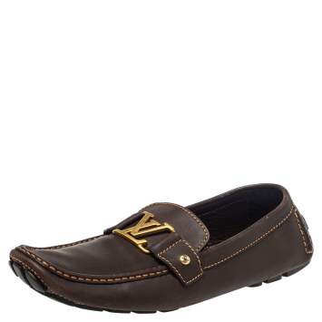 Pre Owned Louis Vuitton Brown Leather Monte Carlo Loafers Size 44