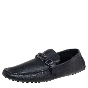 Pre Owned Louis Vuitton Black Hockenheim Slip On Loafers Size 43