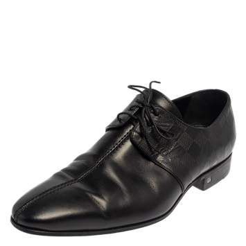 Pre Owned  Louis Vuitton Black Damier Leather Lace Up Oxfords Size 43