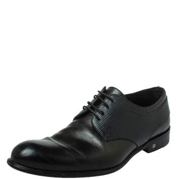 Pre Owned Louis Vuitton Two Tone Leather And Black Epi Leather Lace Up Derby Size 41