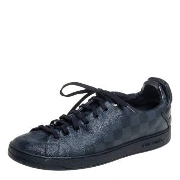 Pre Owned Louis Vuitton Blue Damier Cobalt And Leather Frontrow Low Top Sneakers Size 41
