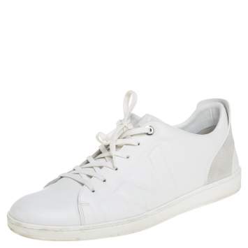 Pre Owned Louis Vuitton White Leather And Suede Low Top Sneakers Size 44.5