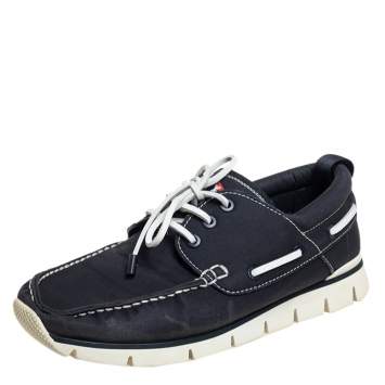 Pre Owned Louis Vuitton Blue Canvas Boat Shoes Size 45