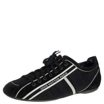 Pre Owned Louis Vuitton Black/White Canvas And Suede Cosmos Low Top Sneakers Size 42