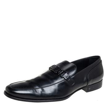 Pre Owned Louis Vuitton Black  Leather Major Loafers Size 45