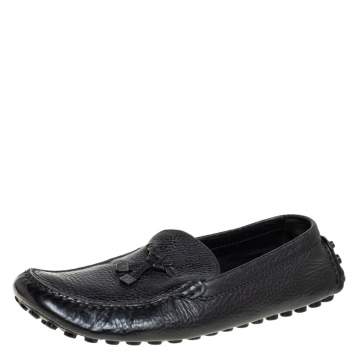 مملوكة مسبقًا Louis Vuitton Black Leather Slip On Loafers Size 43.5