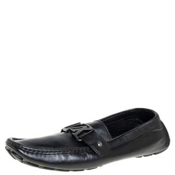 Pre Owned Louis Vuitton Black Leather Monte Carlo Loafers Size 43
