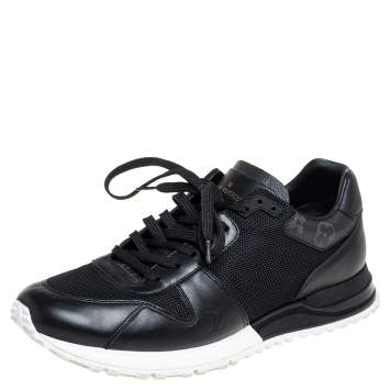 Pre Owned Louis Vuitton Black Mesh And Leather Low Top Sneakers Size 41