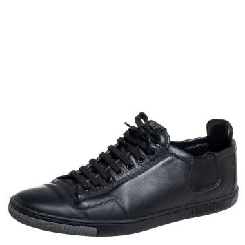 Pre Owned Louis Vuitton Black Leather Slalom Low Top Sneakers Size 42.5