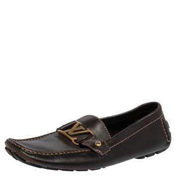 Pre Owned Louis Vuitton Brown Leather Monte Carlo Loafers Size 43