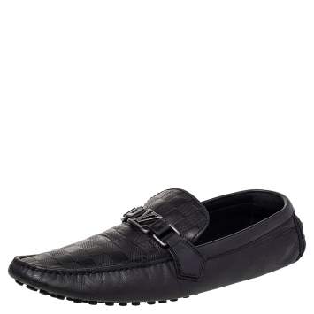Pre Owned Louis Vuitton Black Damier Infini Leather Hockenheim Slip On Loafers Size 44