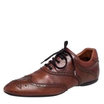 Pre Owned (Louis Vuitton Brown Brogue Leather Lace Up Oxford Size 44.5