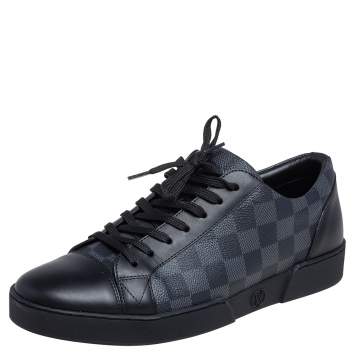 Pre Owned Louis Vuitton Graphite Canvas and Leather Match Up Low Top Sneakers Size 41