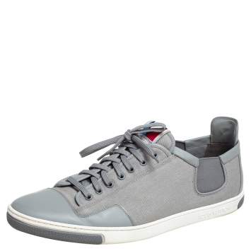 Pre Owned Louis Vuitton Grey Canvas and Leather Low Top Sneakers Size 45