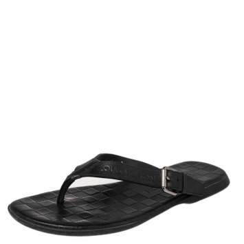 Pre Owned Louis Vuitton Damier Graphite Leather Thong Flats Size 41