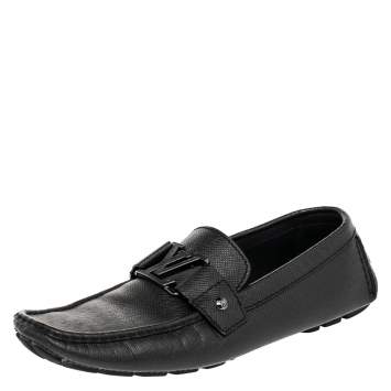 Pre Owned Louis Vuitton Black Leather Monte Carlo Slip On Loafers Size 42