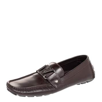 Pre Owned Louis Vuitton Brown Leather Monte Carlo Slip On Loafers Size 41